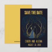 Save The Date Couple éditable dans les bois la nuit (Devant / Derrière)