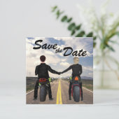 Save The Date Couple équitation Motos Mariage de route et de cha (Debout devant)