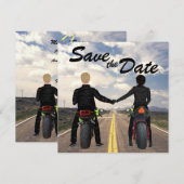 Save The Date Couple équitation Motos Mariage de route et de cha (Devant / Derrière)