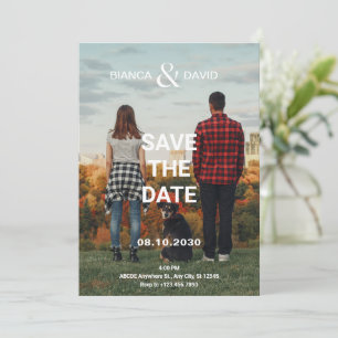 Save The Date Couple et animal de compagnie photo de mariage mod