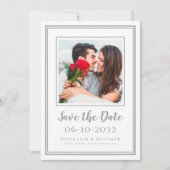 Save The Date Couple fiançailles mariage photo moderne gris blan (Devant)