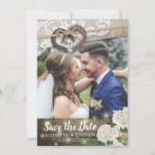 Save The Date Couple Horseshoe Hydrangea Mariage Date de sauvega (Devant)