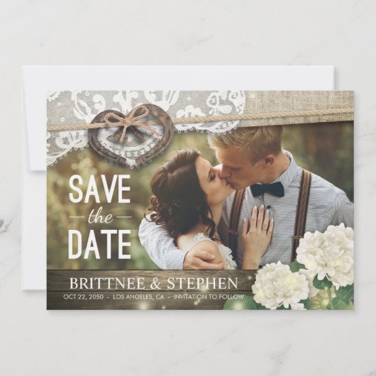 Save The Date Couple Horseshoe Hydrangea Mariage Date de sauvega (Devant)