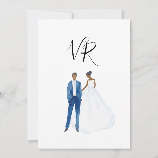 Save The Date Couple illustré afro-américain (Devant)