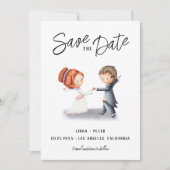 Save The Date Couple Illustré Dançant Mariage Romantique (Devant)