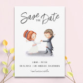 Save The Date Couple Illustré Danseant Mariage Romantique