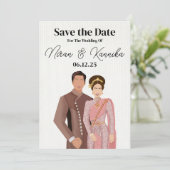 Save The Date Couple illustré de Mariage thaïlandais (Debout devant)