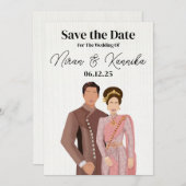 Save The Date Couple illustré de Mariage thaïlandais (Devant / Derrière)
