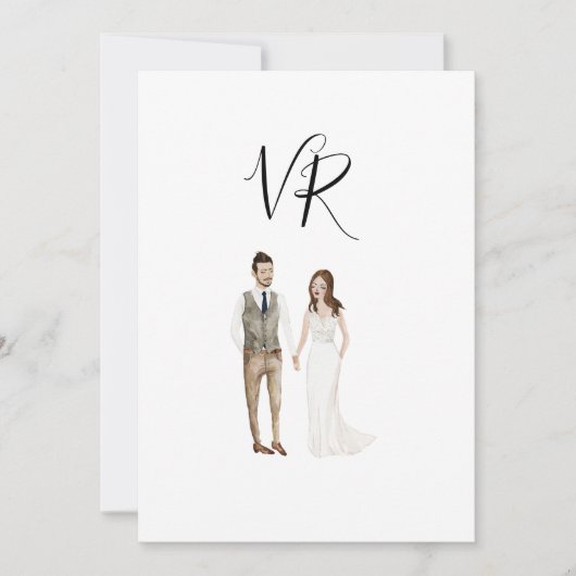 Save The Date Couple Illustré Simple (Devant)