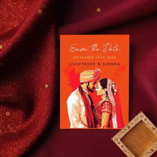 Save The Date Couple Indien de Mariage Enregistrer la Date