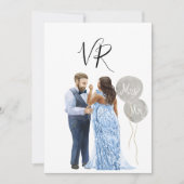 Save The Date Couple Interracial Illustré Faire Part de Mariage (Devant)