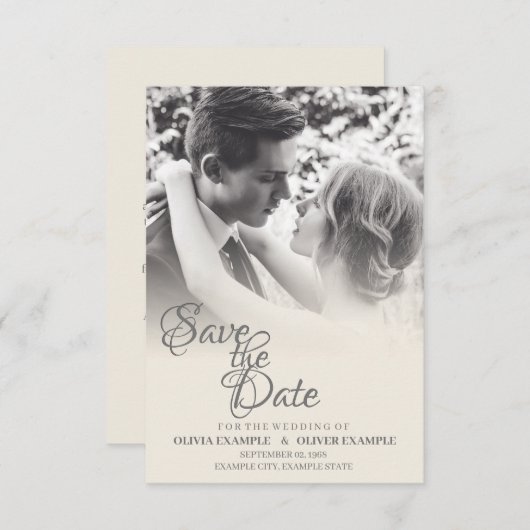 Save The Date Couple mariage en monochrome (Devant / Derrière)