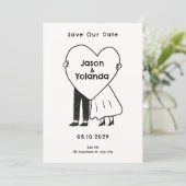 Save The Date Couple mignon dessiné à la main (Debout devant)