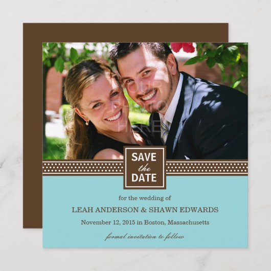 Save The Date Couple Moderne Enregistrer La Date Annonce Turquoi (Devant / Derrière)