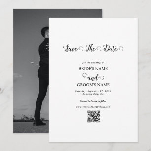 Save The Date Couple photo de mariage moderne blanc et noir manu