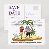 Save The Date Couple sur une île déserte, drôle (Devant / Derrière)