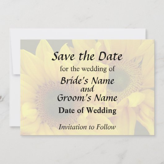 Save The Date Couple Tournesol Bras Dessus Bras Dessous (Devant)