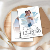 Save The Date Coups de pinceau photo simples pour le mariage Enr