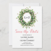 Save The Date Courbe de fleurs rose bordeaux | Enregistrer la da (Devant)