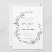 Save The Date Couronne botanique peinture d'art fin mariage d'au (Devant)