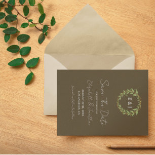 Save The Date Couronne botanique Tons Terre Mariage