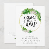 Save The Date Couronne de feuilles de palmier tropical et verdur (Devant / Derrière)