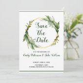 Save The Date Couronne de Feuilles verts (Debout devant)