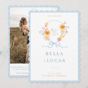 Save The Date Couronne de fleurs à l'aquarelle pour mariage avec