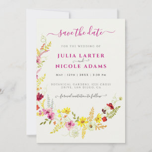 Save The Date Couronne de fleurs de orchidées sauvages roses vio