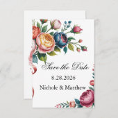 Save The Date Couronne de fleurs élégante pour mariage (Devant / Derrière)