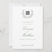 Save The Date Couronne de la gamme botanique élégante de Sage Ph (Dos)