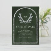 Save The Date Couronne de laurier d'argent Feuilles vert olive M (Debout devant)