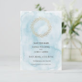 Save The Date Couronne de mariage bleu or (Debout devant)