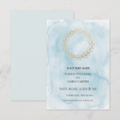 Save The Date Couronne de mariage bleu or (Devant / Derrière)