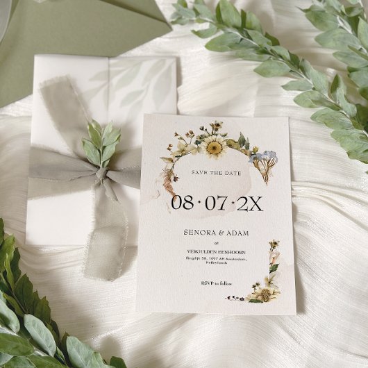 Save The Date Couronne de mariage élégante de fleurs séchées