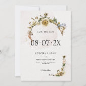 Save The Date Couronne de mariage élégante de fleurs séchées (Devant)