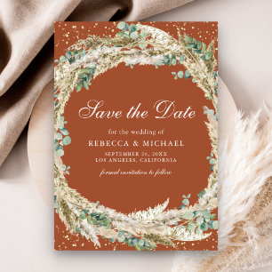 Save The Date Couronne de mariage en terre cuite Eucalyptus Pamp
