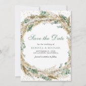Save The Date Couronne de mariage rustique boho pampas eucalyptu (Devant)