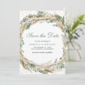 Save The Date Couronne de mariage rustique boho pampas eucalyptu (Debout devant)