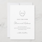 Save The Date Couronne de monogramme classique élégante pour mar (Devant)