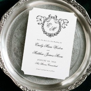 Save The Date Couronne de monogramme français vintage Élégant ma