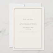 Save The Date Couronne de monogramme taupe ivoire pour annoncer  (Dos)