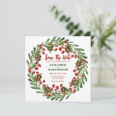 Save The Date couronne de Noël pour mariage (Debout devant)
