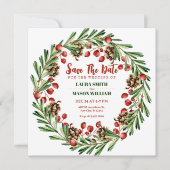 Save The Date couronne de Noël pour mariage (Devant)
