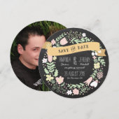 Save The Date Couronne de style boho rustique sur tableau noir p (Devant / Derrière)