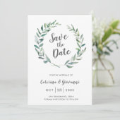 Save The Date Couronne de verdure rustique Élégant mariage (Debout devant)