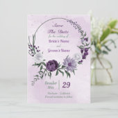 Save The Date couronne fleurie violette et blanche (Debout devant)
