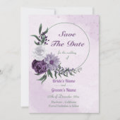 Save The Date couronne fleurie violette et blanche (Devant)