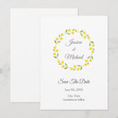 Save The Date Couronne florale à l'aquarelle jaune (Devant / Derrière)