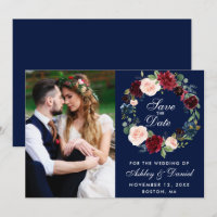 Couronne florale aquarelle bleue Bourgogne mariage